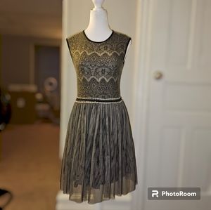 ANTHROPOLOGIE MADE IN SAN FRANCISCO GRAY/BLACK TULLE SKIRT DRESS